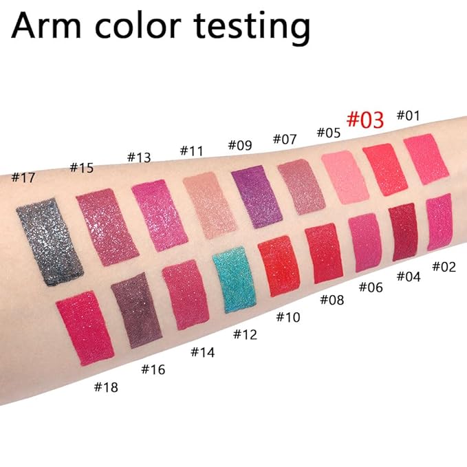 Matte to Glitter Liquid Lipstick Lip Makeup,Diamond Shiny Bright Red Glitter Sparkly Glossy Metallic Shimmer Sparkle Waterproof Lip Stick Lip Gloss for Women Lip Stain Long Lasting 24 hours