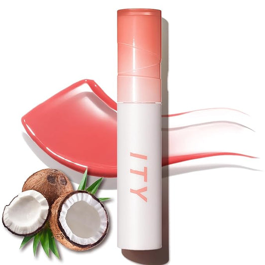 ITY Lip Gloss, Lip Plumper with Hyaluronic Acid, Lip Stain Moisturizing, Coconut Flavored Lipstick, Jelly Texture, 0.09 oz, 01 Baby Apricot