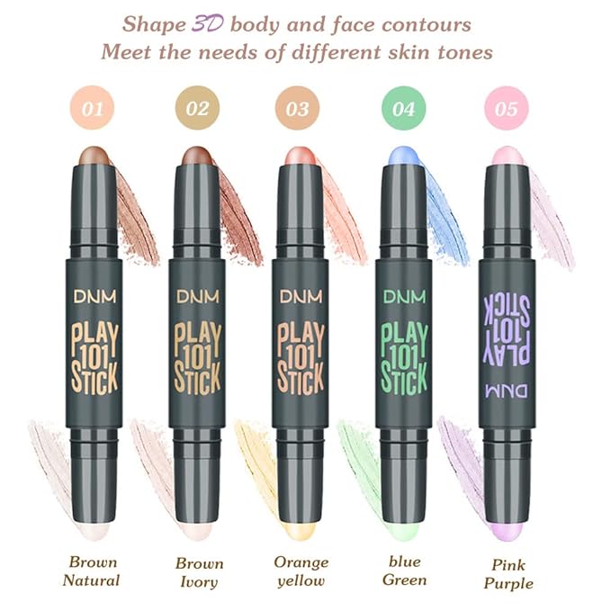 5Pcs Cream Contour Sticks Makeup Kit,Primer Face Makeup Blur Stick