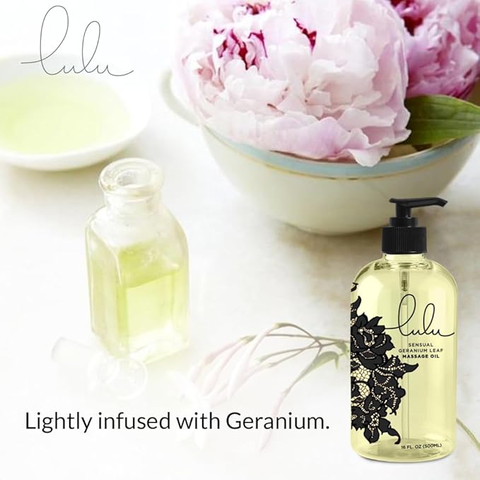 Lulu Massage Oil 16 Ounces for Full Body Massages of Joint and Muscles. Scented with Essential Oils and Sweet Almond Oil. for Couple Massage Therapy. Made in USA