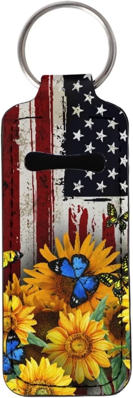 Yellow Sunflower Print American Flag Lip