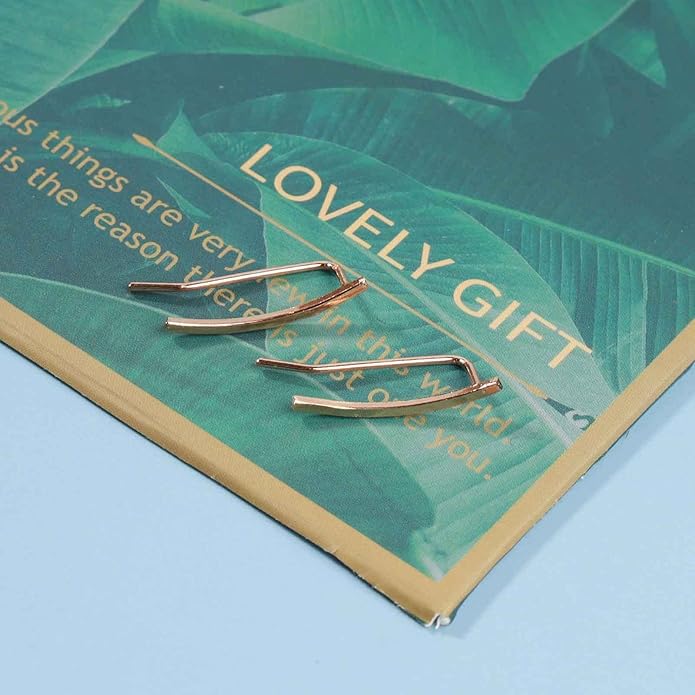 Boho Bar Ear Climber Earrings Gold Stick Studs