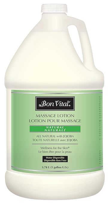 Bon Vital' Naturale Massage Lotion with Natural Ingredients for Earth-Friendly Massage, All Natural Moisturizer, Relieves Muscle Soreness and Increases Circulation, 1 Gal, Label may Vary