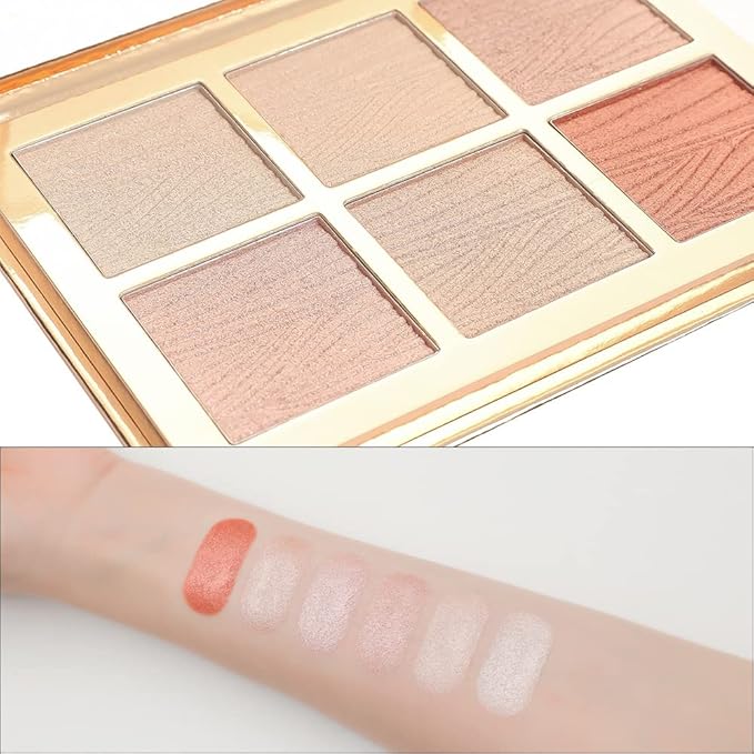 6 Colors Highlighter Makeup Face Palette, Shiny Glow