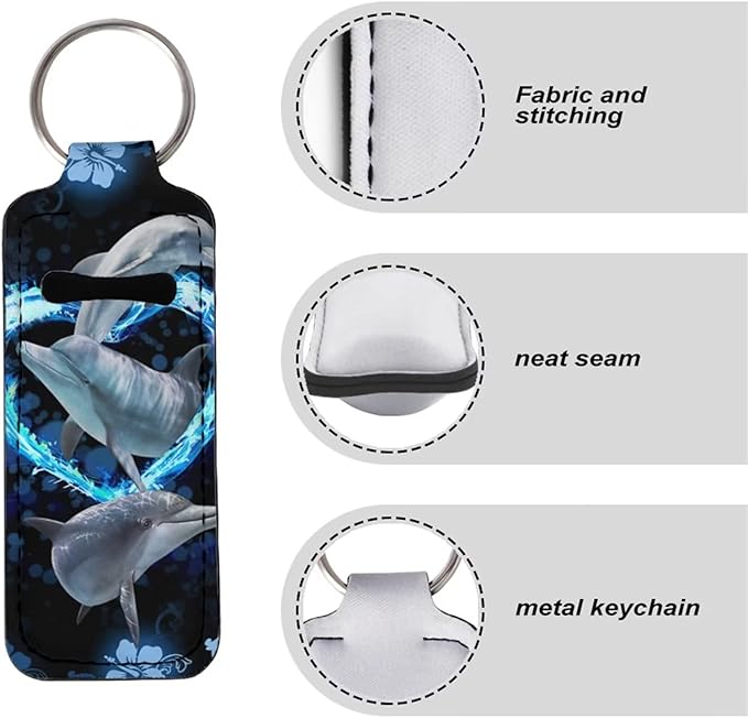 Cute Blue Dolphin Print Chapstick Keyring Balm