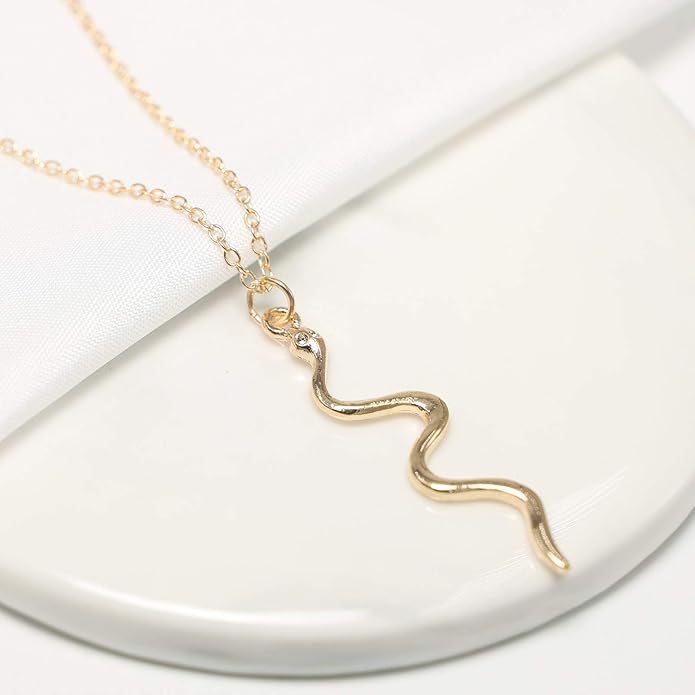 Snake Pendant Necklace Punk Serpent Drop