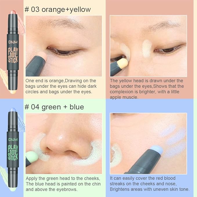 5Pcs Cream Contour Sticks Makeup Kit,Primer Face Makeup Blur Stick
