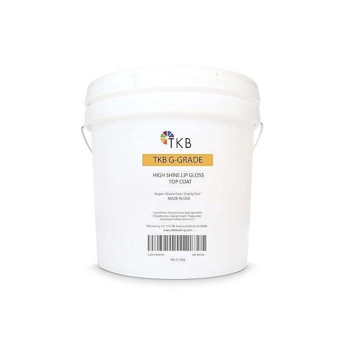 TKB High Shine Lip Gloss Top Coat (G-Grade)| Lip Oil, High Shine, Ready To Wear Clear Lip Gloss, DIY Lip Gloss, Mineral Oil Free 6lb (2.72kg)