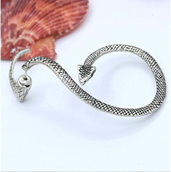 Punk Snake Cuff Earrings Silver Snake