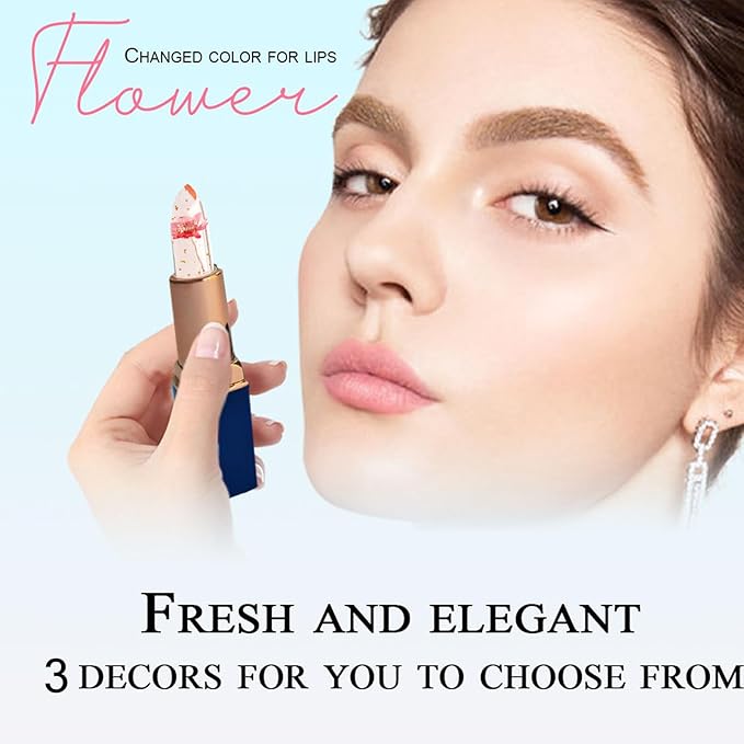 6Pcs Clear Magic Color Jelly Lipstick,Crystal Jelly Flower Color Changing Moisturizing Lip Gloss, Crystal Aloe Vera Lip Balm,Long Lasting PH Clear Temperature Lip Stick
