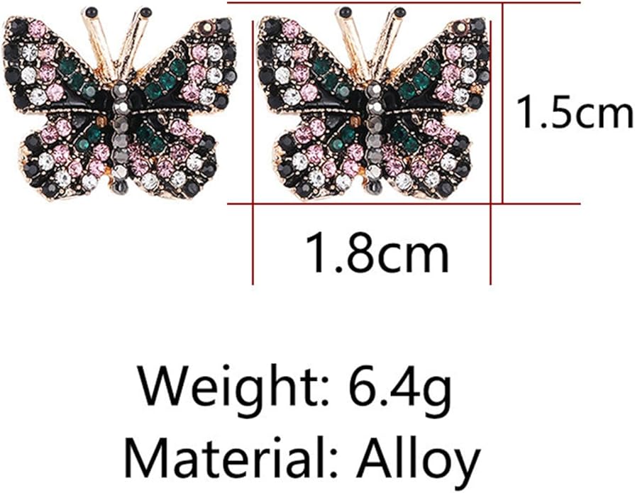Tiny Butterfly Earrings Studs Vintage Crystal