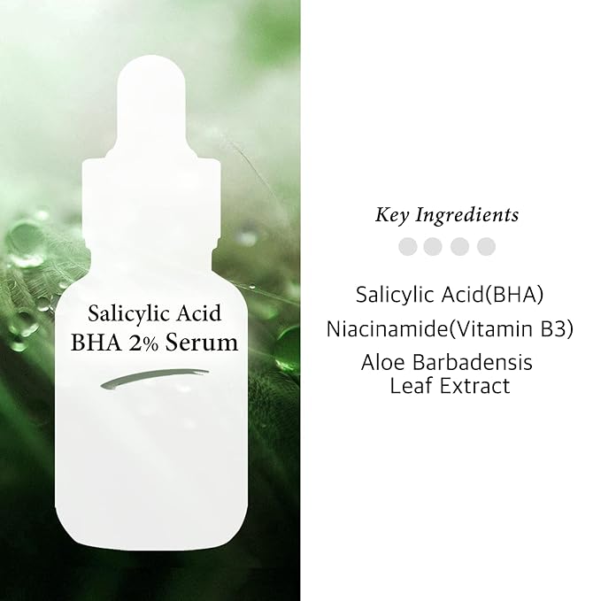 BHA 2% Pore Care Serum 30ml - Salicylic Acid Facial Serum - Gentle Exfoliating Formula - Hydrating Skin Texture Improvement - Blackhead Care - All Skin Types, 1 Fl Oz (30ml)