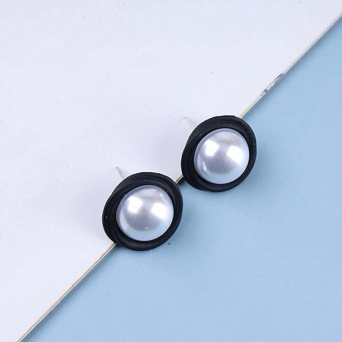 Vintage Mermaid Pearl Stud Earrings Half