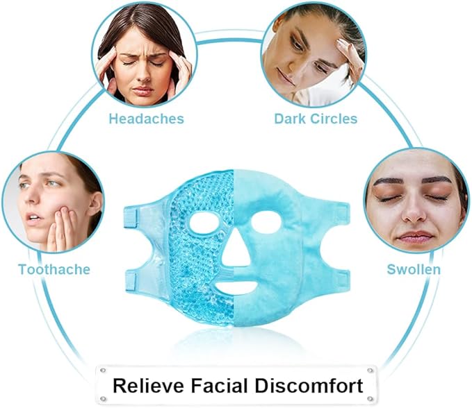 Bundles of CONBELLA Face Eye Masks for Dark Circles and Puffiness, Migraines, Headache, Stress, Redness, Cooling Face Masks for Women Man, Hot Cold Use Ice Face Mask.