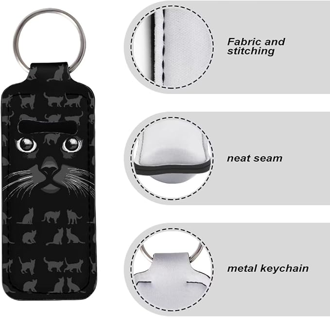 Bulopur Black Cat Face Chapstick Holder Keychain Bulk, Lipgloss