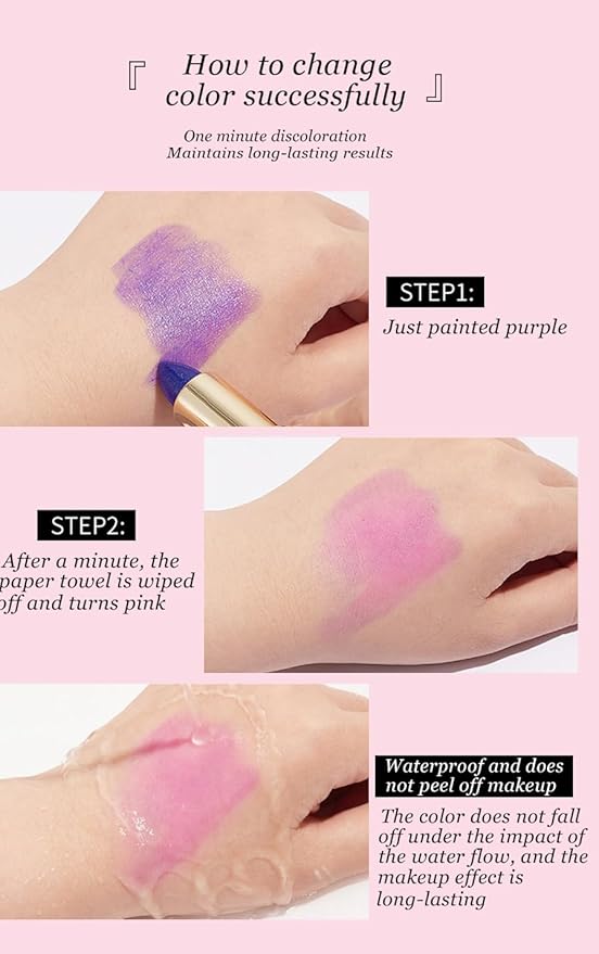 Blue Rose Color Changing Lipstick Tinted Lip Balm,Shimmer PH Changing Lip Gloss, Matte Velvet Color Revealing Moisturizing Pearlescent Waterproof Long Lasting Pink Lips for Women (01#)