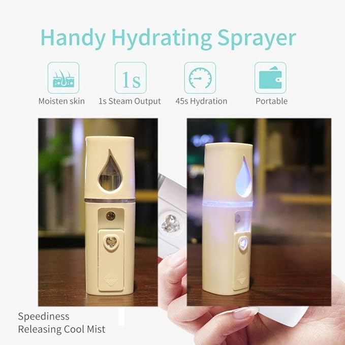 2 Pieces Handy Nano Mist Sprayer Portable Nano Facial Mister Face Steamer Atomization Mini Eyelash Extensions USB Rechargeable Moisturizing & Hydration for Skin Care (2 Pink)
