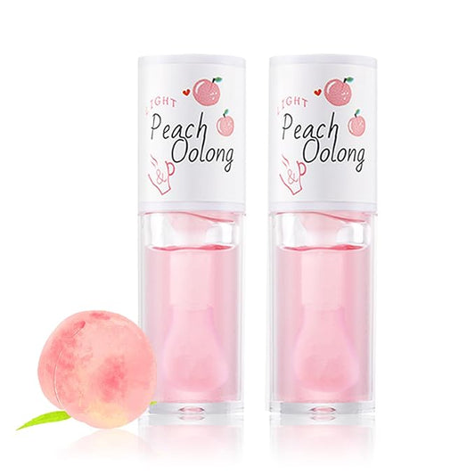 2PCS White Peach Lip Oil Crystal Jelly Lip Gloss