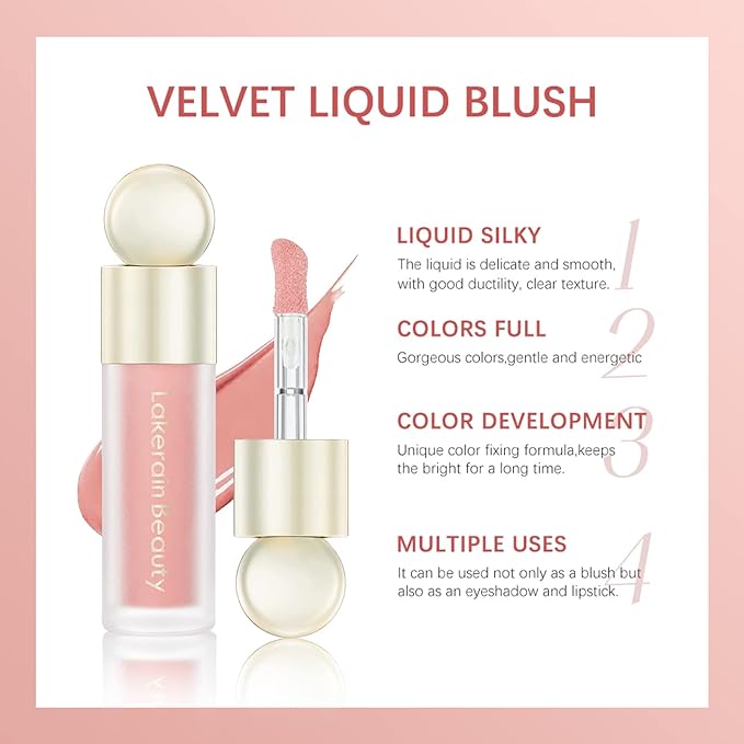 Erinde 2 Colors Liquid Highlighter and Blush Set,