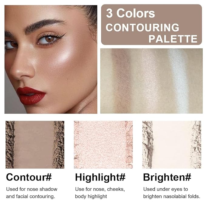 3 IN 1 Brown Nude Face Highlight Bronzer