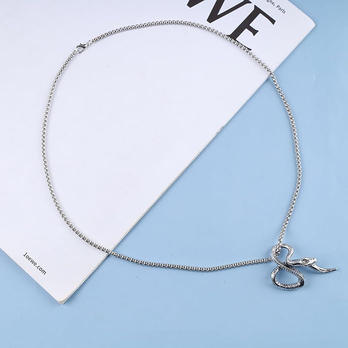 Vintage Snake Pendant Necklace Punk Snake Necklace Serpent