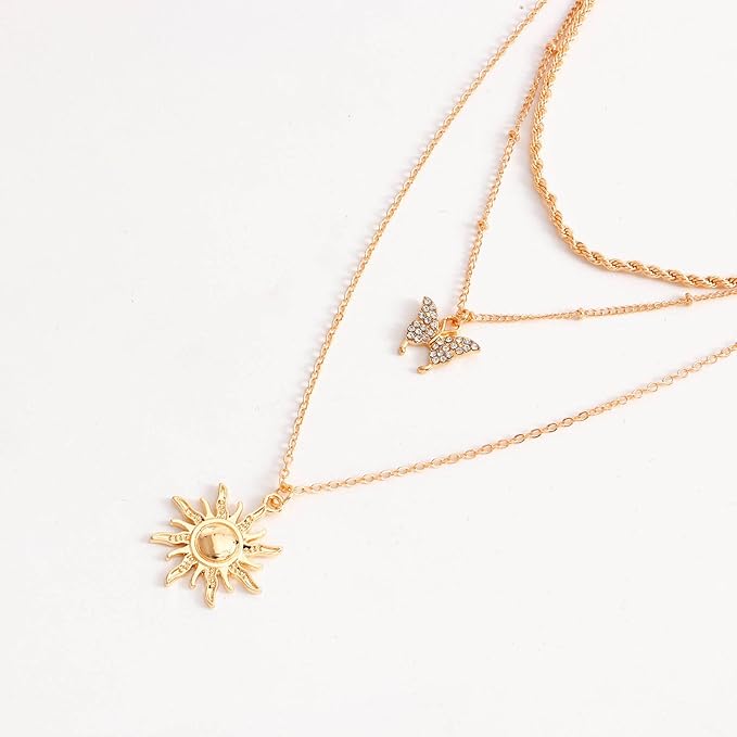 Bohemia Layered Sun Necklace Choker Crystal