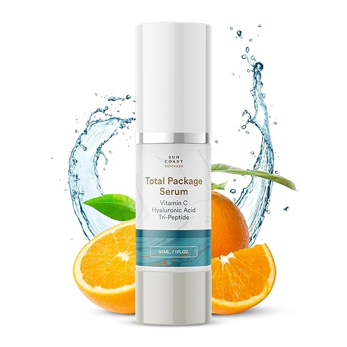 Sun Coast Sciences - Total Package Serum, All-In-One Vitamin C, Hyaluronic Acid, Peptides Serum For Face, Anti-Aging Facial Super Serum for Wrinkles, Age Spots - 1 fl oz (4)