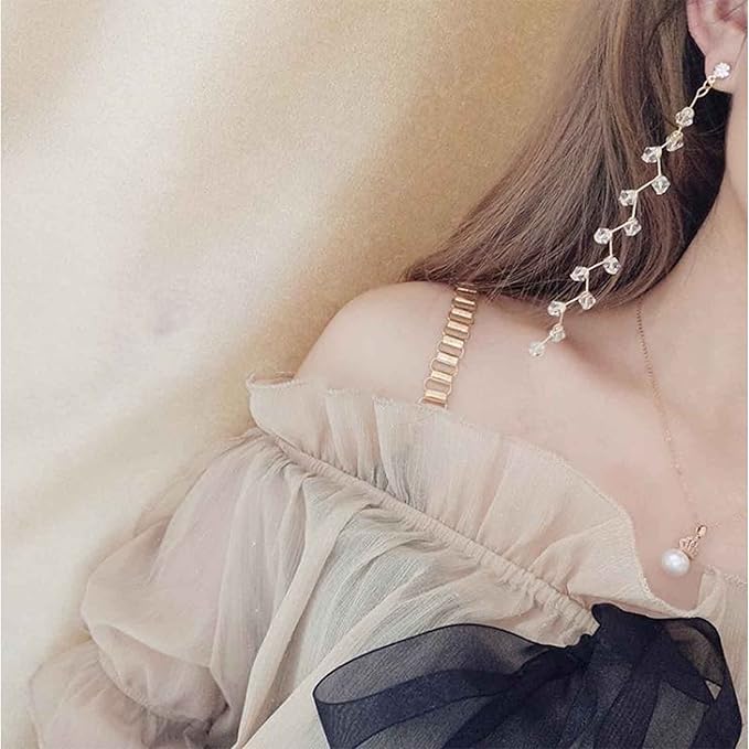 Boho Rhinestone Leaf Earrings Gold Crystal Drop Earring