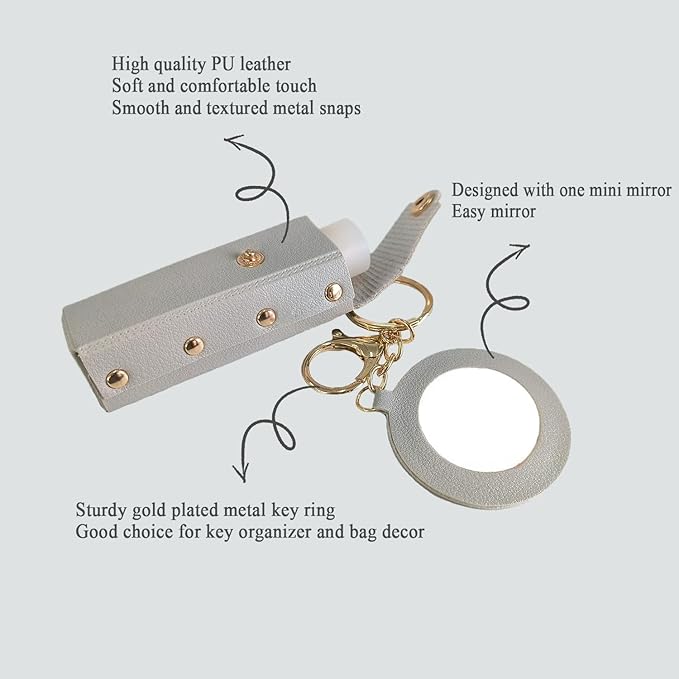 Lipstick Holder Keychain PU Leather Lipstick Pouch Leather Organizer