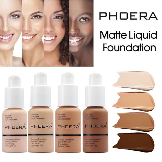 PHOERA Foundation, Flawless Soft Matte Liquid Foundation 24 Pcs-102- Nude)