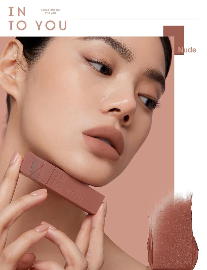 INTO YOU Matte Lipstick Velvet Lip Stain Lip Mud Long Lasting Waterproof Lipstick Lip Gloss Makeup Moisturizing Lipstick for Women(L-Nu01)