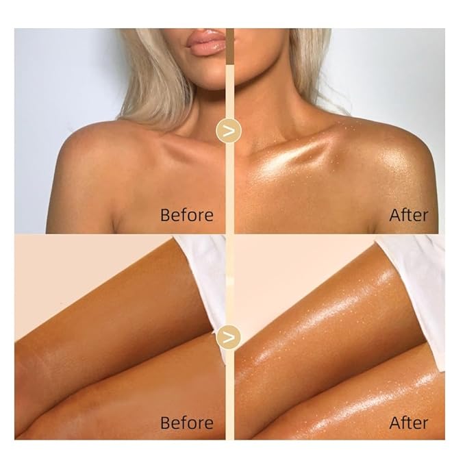 2Pcs Shimmer Body Oil, Lasting Moisturizing Luster 4 & BRONZE)