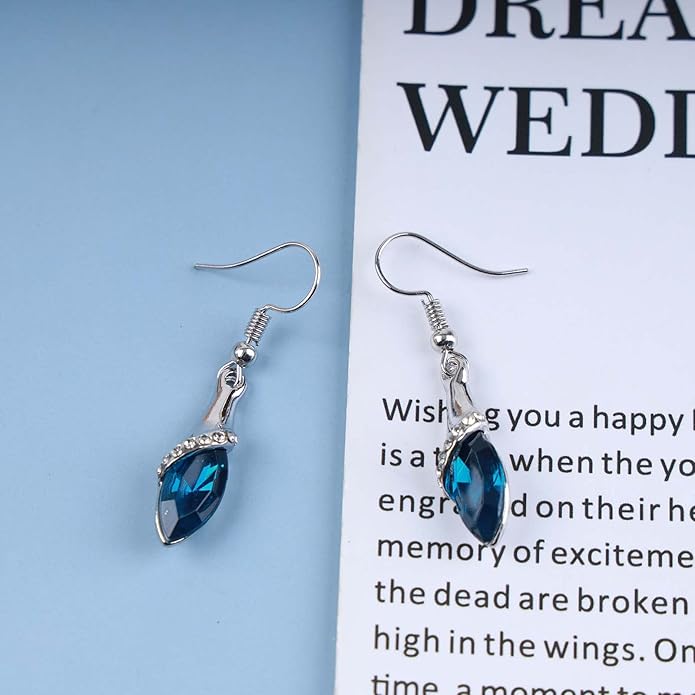 Bohemia Sapphire Drop Earrings Blue Crystal Dangle Hook