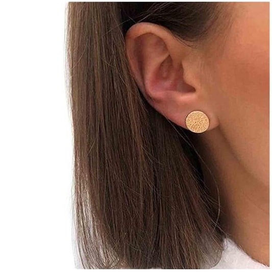 Boho Disc Coin Studs Earrings Gold Hammered Coin