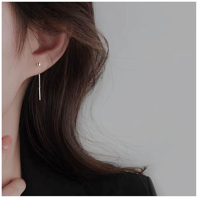 Boho Bar Threader Earrings Silver Line Earrings String