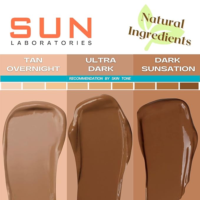 Sun Laboratories By Giesee Tan Overnight Self Tanning Lotion 32 oz - Medium To Dark Self Tanner, Sunless Tanning Lotion, Odorless Long Lasting Tanning Lotion, Instant Tanner Lotion for Face & Body