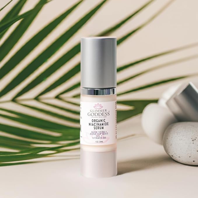 Glimmer Goddess Organic Anti-Aging Serum with Niacinamide Vitamin B3, Tightens Pores, Reduces Wrinkles with 5% Niacinamide: A Miracle for Your Skin, 1 oz