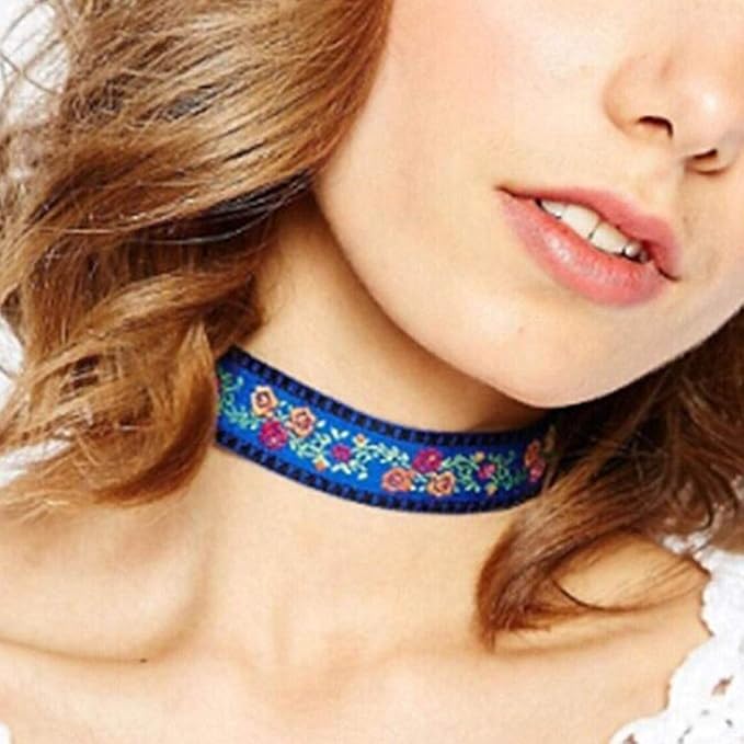 Boho Necklace Flower Choker Necklace Leaves Chain Necklace