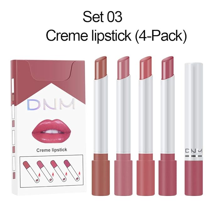 evpct 4Pcs Nude Pink Mauve Rose Red Glossy Matte Lipstick Lip Gloss Sets Kit for Women Girls Teens Lip Color Changing Lip Balm All Day Lipstick Waterproof Long Lasting 24 Matte Lipstick Samples Case
