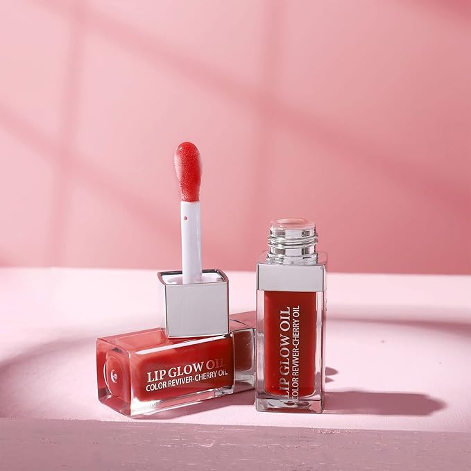 2 PCS Plumping Lip Glow Oil (ROSEWOOD), Clear Tinted Lip Gloss Set, Moisturize Nourish and Enhance Your Lips Oil with a Natural Long-Lasting Shine - Perfect for Any Occasion