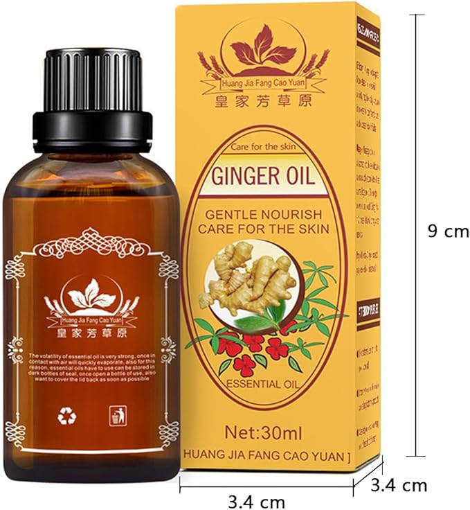 2 PCS Ginger Oil,Ginger Massage Oil for Lymphatic Drainage,Lymphatic Drainage Drops,Natural Ginger Oil for Skin(30ML/Bottle)