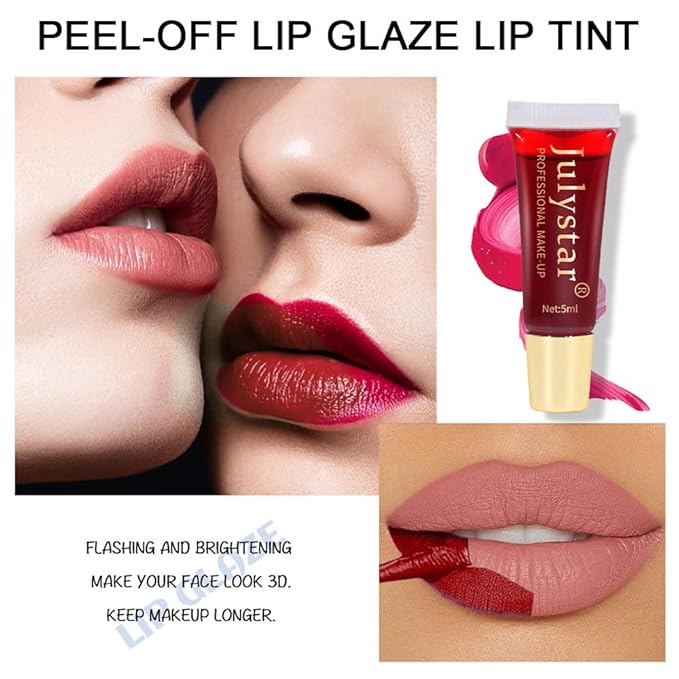 Charm Kiss Lip Stain Peel Off,Peel-Off Lip Glaze,Tattoo Glaze,Tattoo