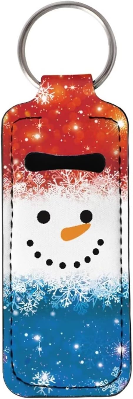 Christmas Snowman Design Lipstick Holder Keychain Ring