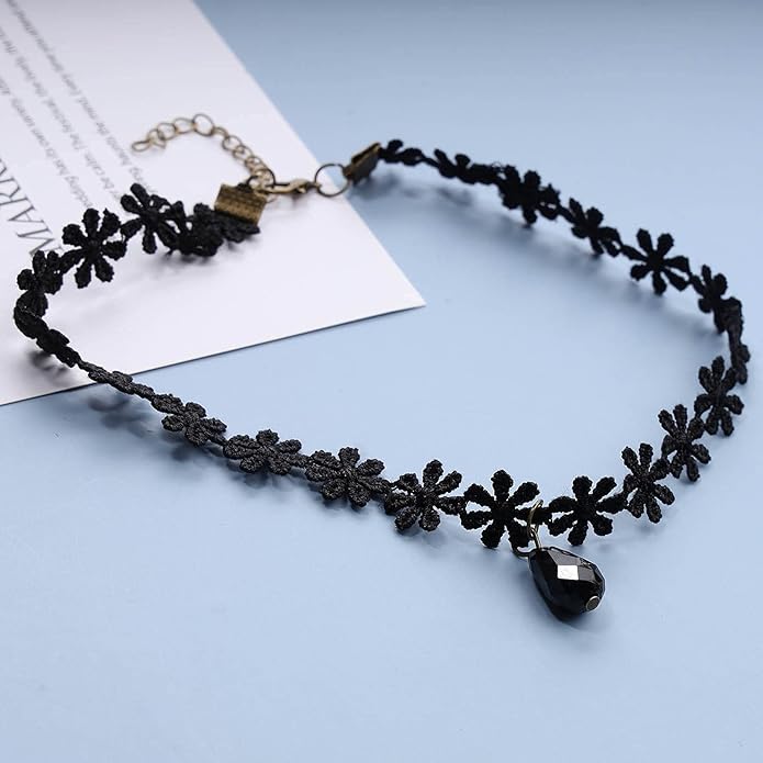 Black Choker Necklace Crystal Necklace Chain