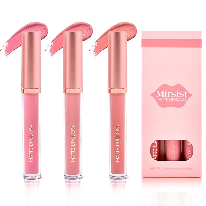 Matte Lip Gloss for Women,3 PCS Matte Liquid Gloss