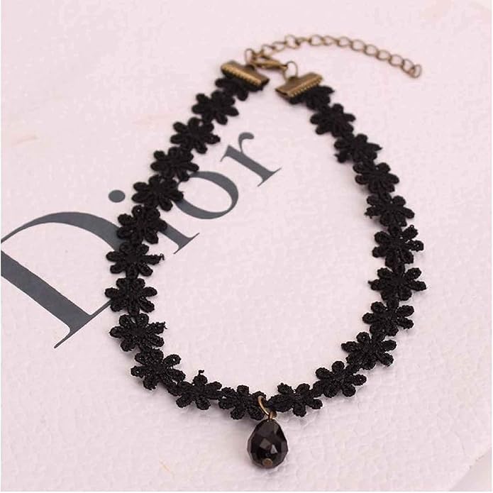 Black Choker Necklace Crystal Necklace Chain Short Collar