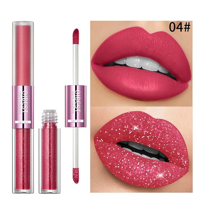Double Head Lip Gloss Non Fading Lip Glaze Matte Mist Pearlescent Liquid Lipstick, 6-color suit