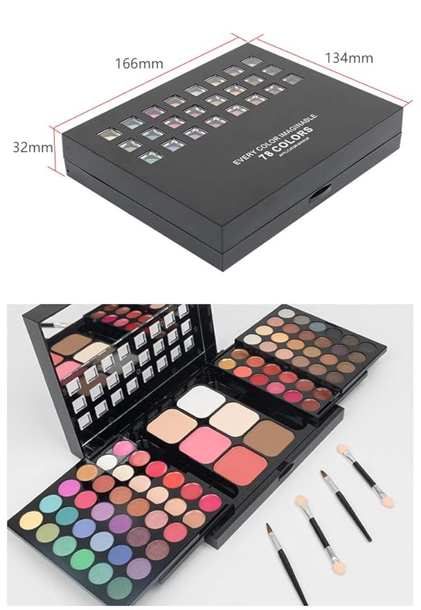 78 Color Makeup Palettes Kit, with 48 Pigmented
