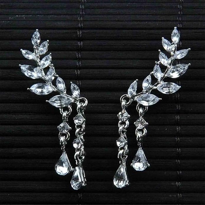 Boho Rhinestone Ear Crawler Earrings Gold