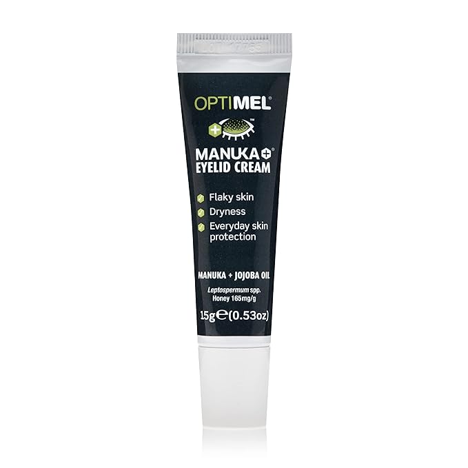 Optimel® Manuka+® Eyelid Cream, with Manuka Honey & Jojoba Oil, Restores Skin's Natural Structure, Soothes Flaky, Dry Skin - Ideal for Blepharitis, MGD, Seborrheic Dermatitis, Rosacea, & Eczema, 15g